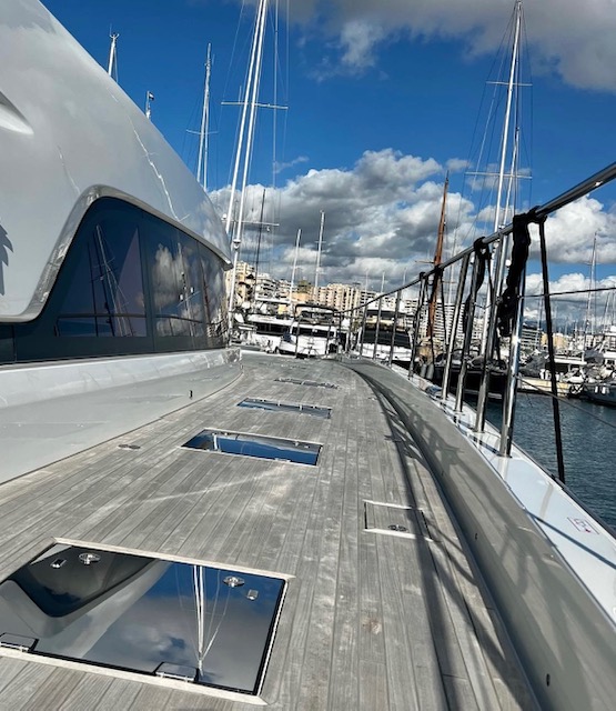 Solar protection film on yacht deck hatches in Mallorca