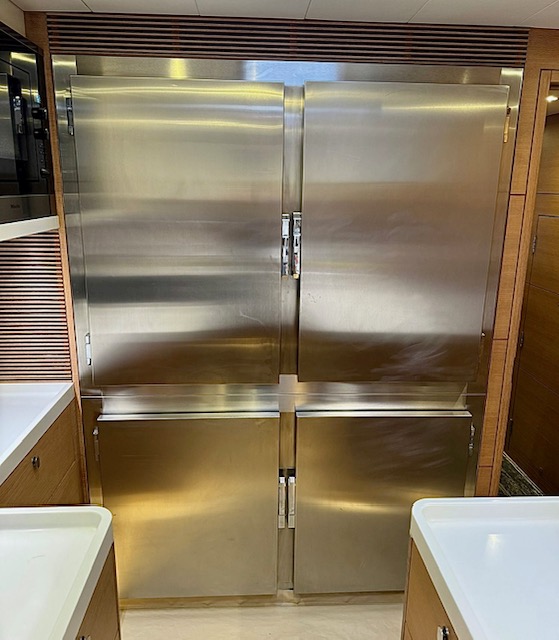 PPF protection on stainless steel galley surfaces for easy cleaning in a superyacht