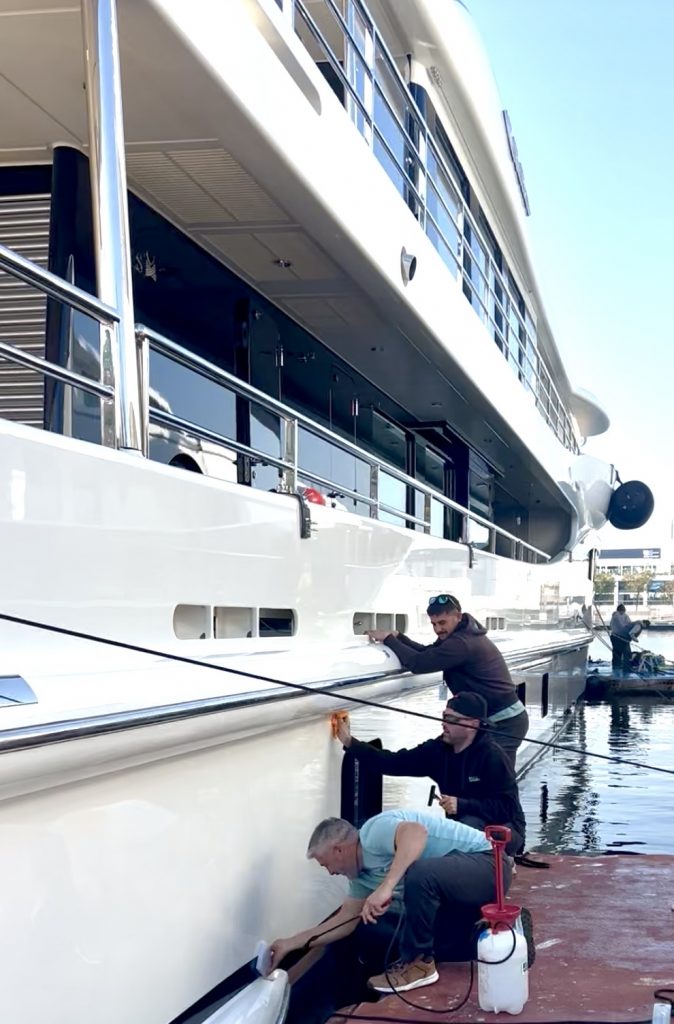PPF installation on superyacht hull in Palma de Mallorca